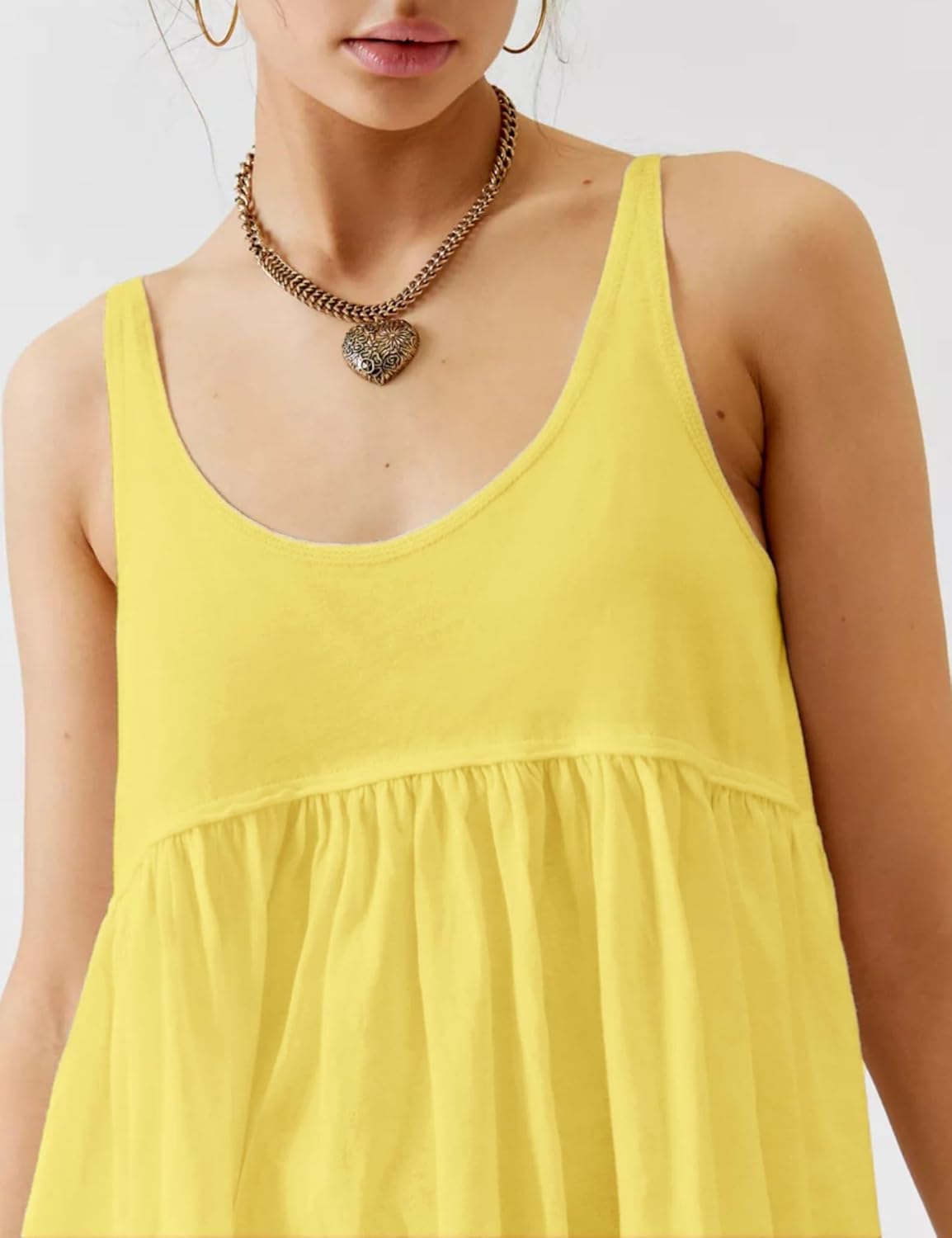 InterNos Women's Summer Flowy Tank Tops Sleeveless Strap Ruffle Shirts Babydoll Tunic Tank Peplum Tops - Image 3