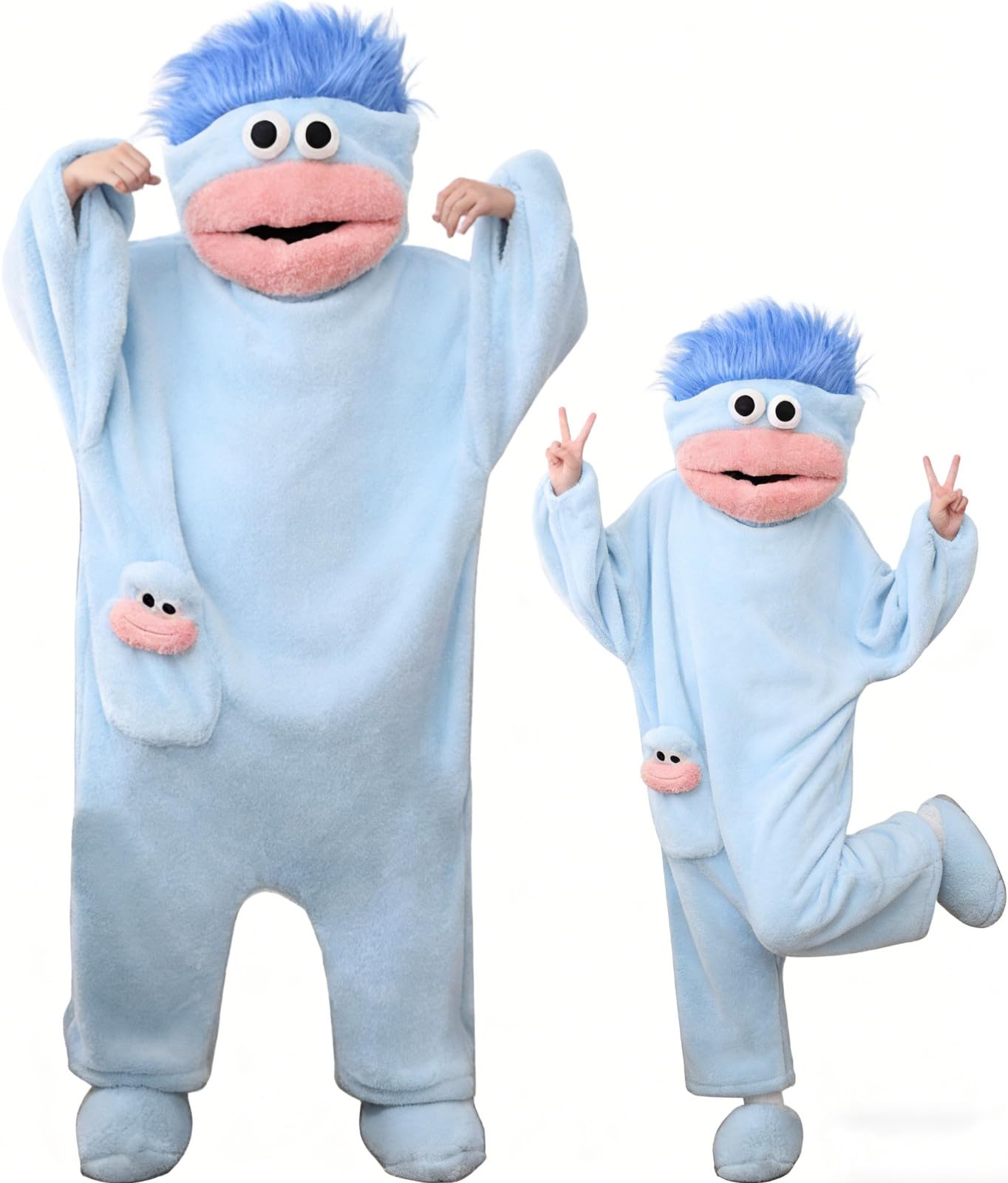 Silly Onesie Funny Green Monster Hooded Fleece Pajamas Premium Soft Cozy Sleepwear Plush One-Piece Long Sleeves Clothes - 5