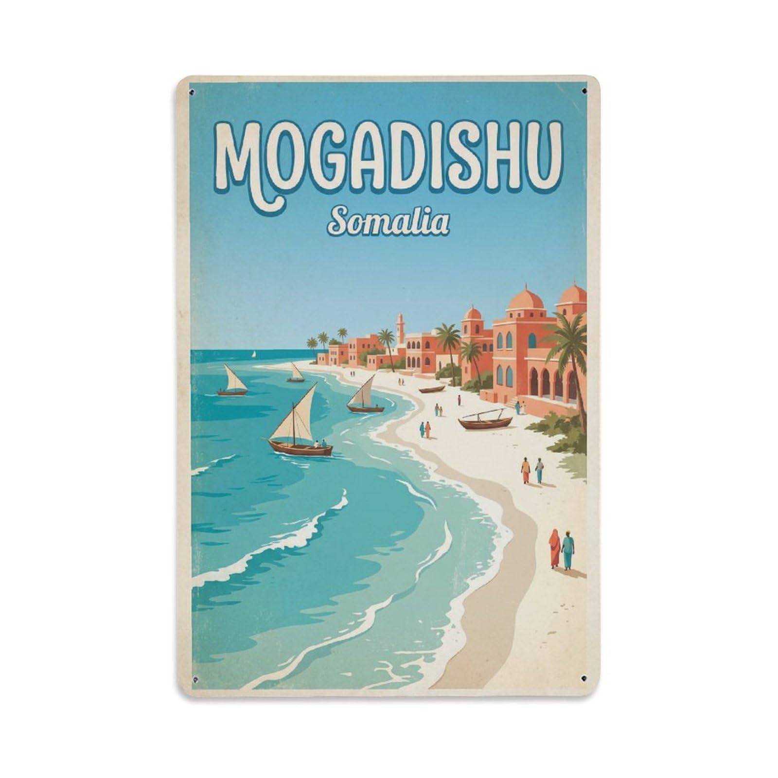 Somalia Mogadishu Vintage Travel Metal Tin Sign