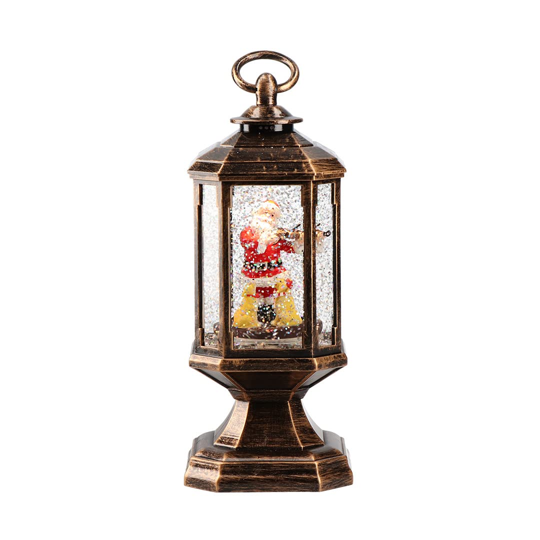 Farol Papá Noel con violín 23 cm Decoración Navidad LED 029123