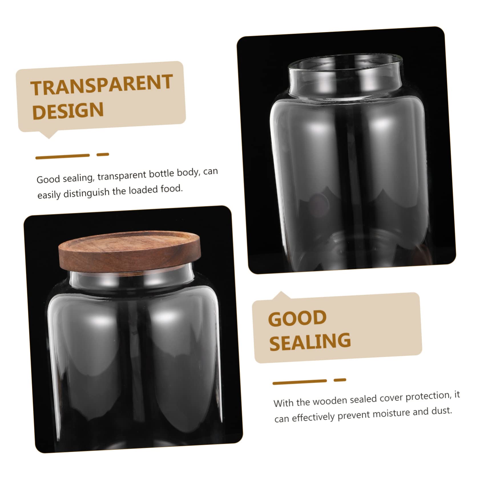 TOPBATHY Versiegeltes 2,8l Vorratsglas Aus Robustem Glas Mit Holzdeckel Luftdicht Für Getreide Tee Süßigkeiten Küchenaufbewahrung Transparent Große Kapazität