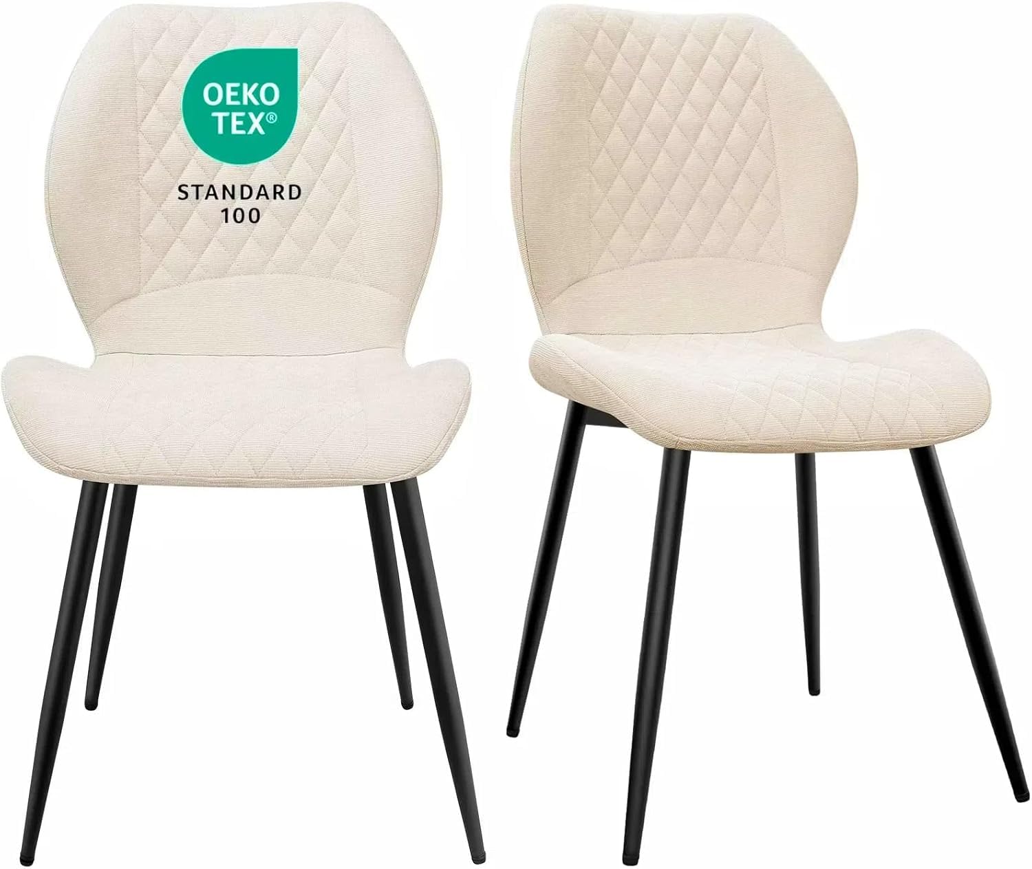 JIJIAN Dining Chairs set of 2, Kitchen Chair, Upholstered Chairs, Ergonomically Designed Linen Chair for Dining Room, Kitchen, Living Room, Reception, Beige — image 1
