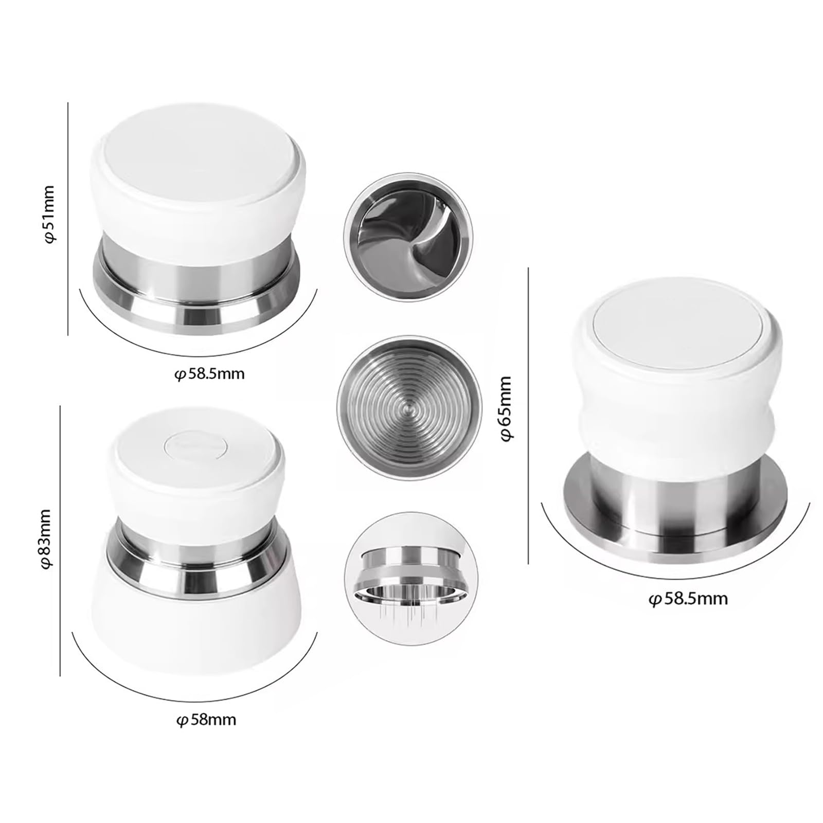Set di accessori per caffè espresso, 58 mm in acciaio inox con design a molla, strumento WDT e distributore di caffè per portafiltro