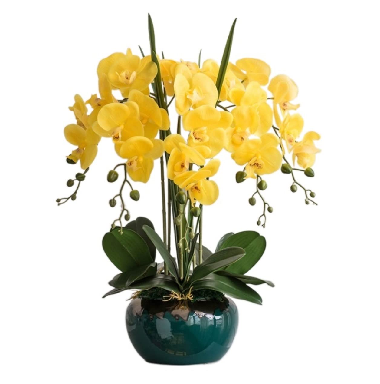 Fiori Artificiali Fiori Splendidamente Artificiali Phalaenopsis di Seta Finti Casa Ufficio Decorazione del Giardino Finte Decorativi(Yellow)