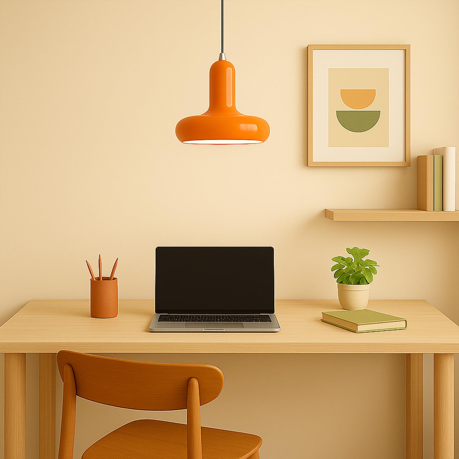 Moderne bunte Pendelleuchte mit E27-Fassung und 150cm verstellbarem Kabel,Hängelampe aus Metall mit Lackierung für Küche,Esszimmer,Schlafzimmer,Kinderzimmer oder Café Deckenleuchte (Orange)