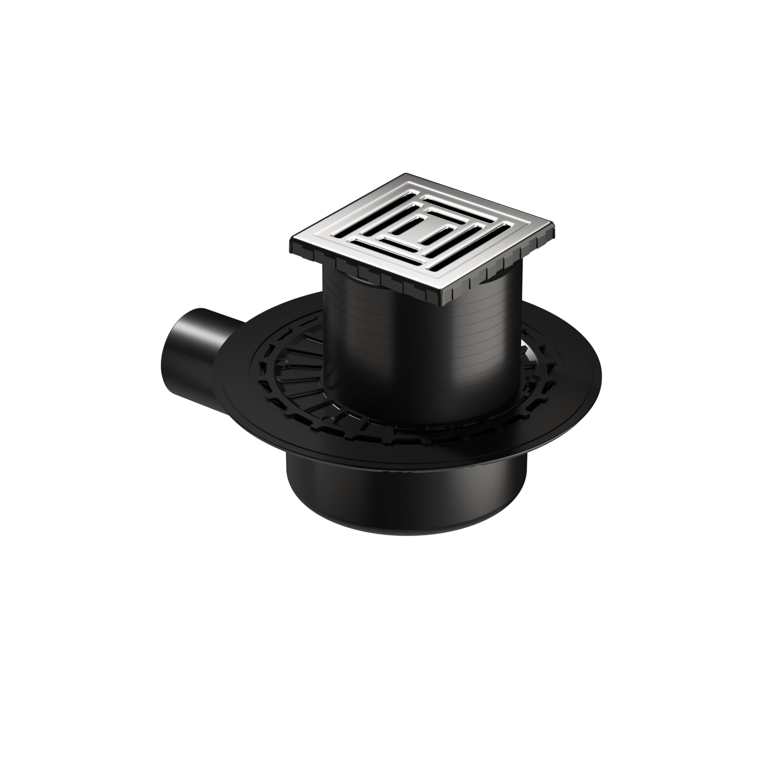 VitrA V-Flow Kare 5607315 Yalıtımlı Duş Kanalı, Yandan Çıkışlı, 10x10 cm, DK 800 Kapak, Parlak Krom