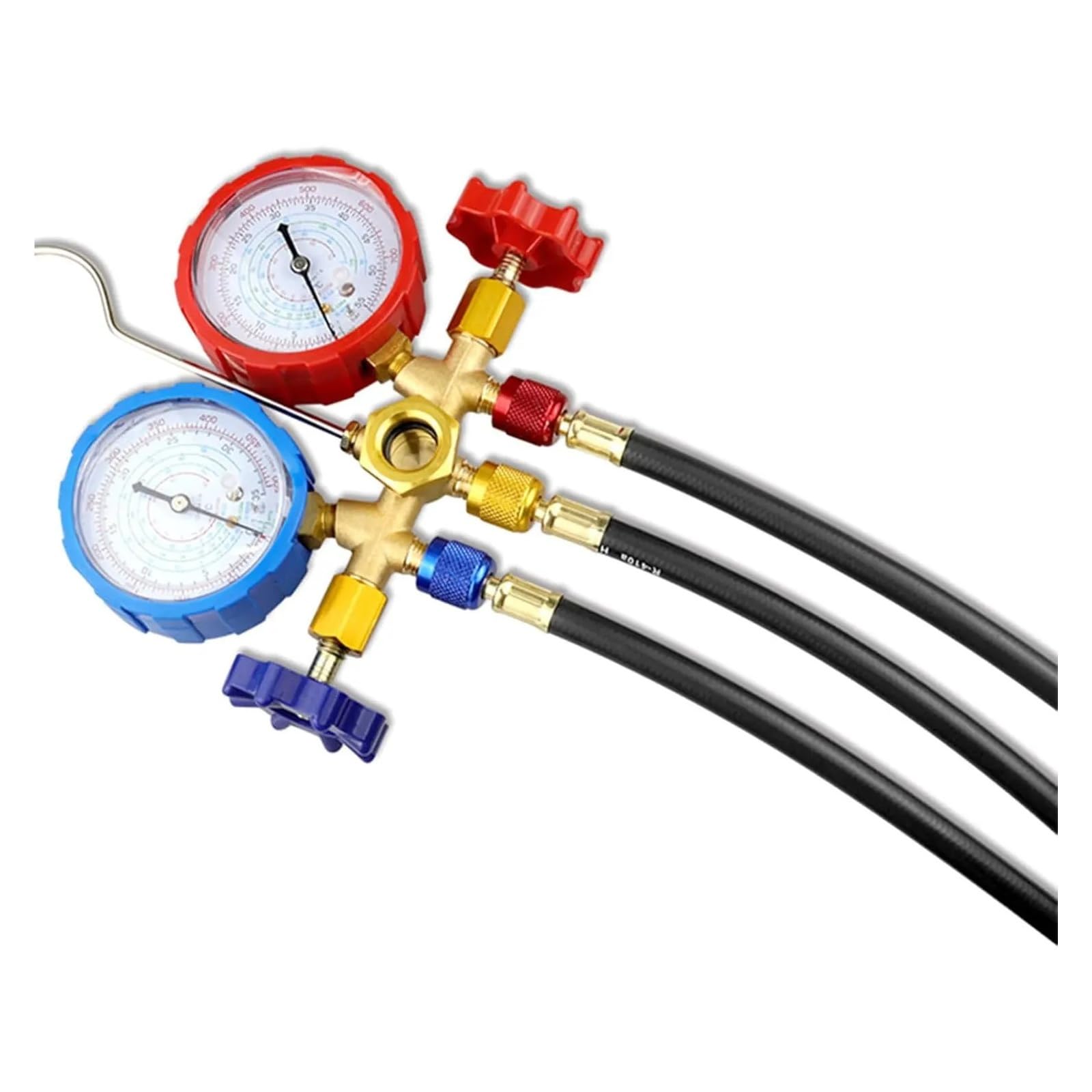 Juego de manómetros de diagnóstico de CA for refrigerantes R134A, R12, R22, R502, Herramienta de diagnóstico de Aire Acondicionado, Manguera con Gancho Compatible