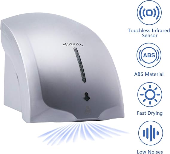 Hand Dryer Automatic Infrared Sensor Hand Dryer Quiet Commercial and Household Silver