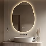 LED Bathroom Mirror with Lights 24x32&comma; Stepless Dimmable Irregular Backlit Mirror with 3 Colors&comma; Anti-Fog&comma; Memory&comma; Al-Alloy Lampshade&comma; Frameless Smart Mirror for Bathroom &lpar;Horizontal&sol;Vertical&rpar;