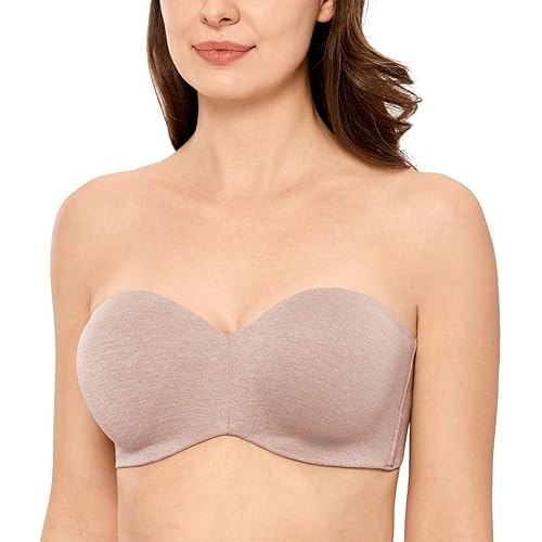 DELIMIRA Women's Strapless Bra Unlined Underwire Minimizer Plus Size Support