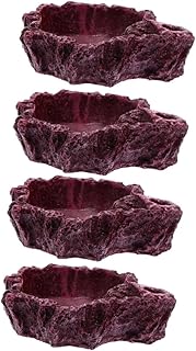 Didiseaon 4 Pçs Bacia De Água Réptil Alimentador De Répteis Prato Alimentador De Animais De Estimação Alimentador De Comida Gecko Alimentador De Prato De Comida Anfíbio Tigela De