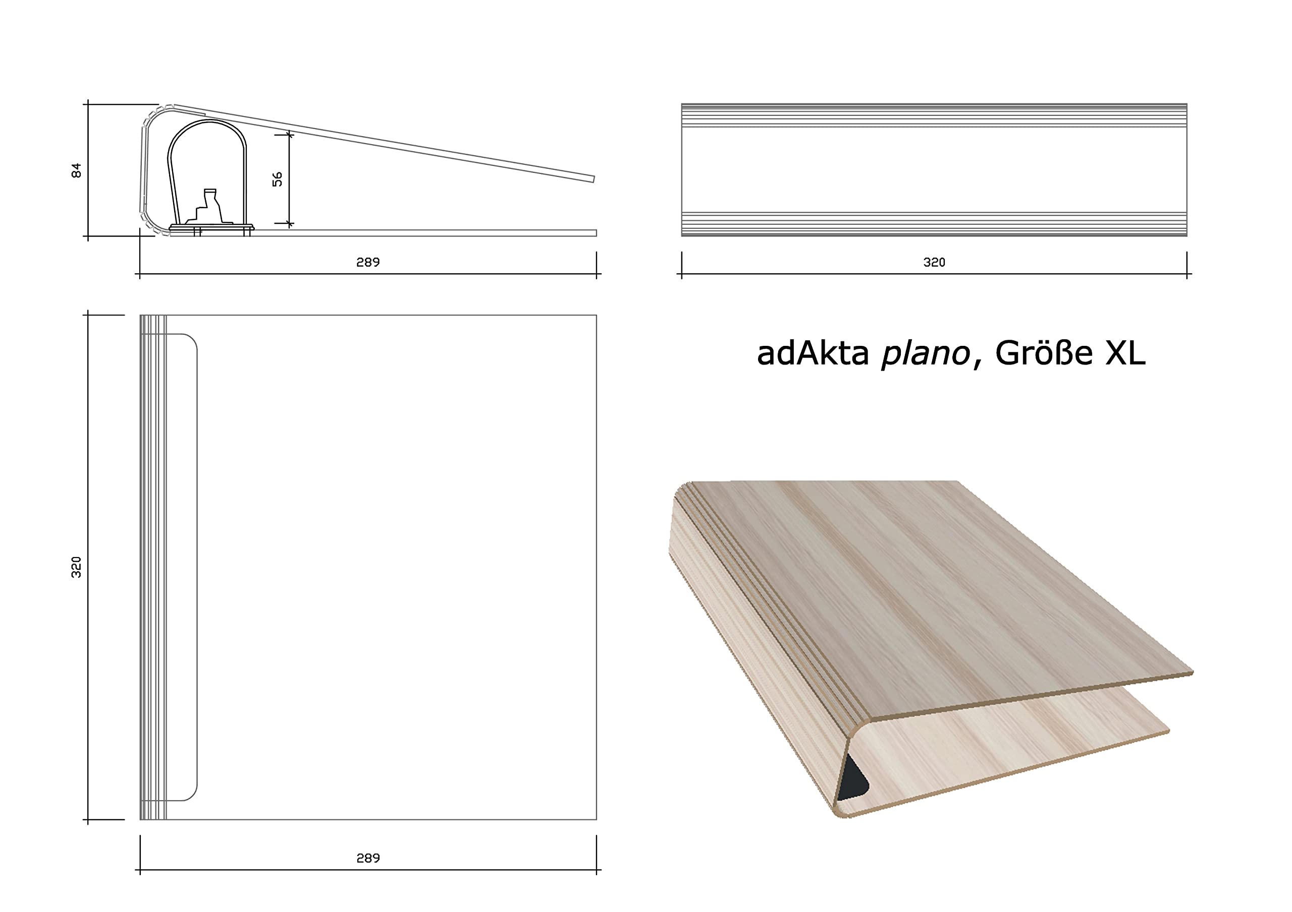 Design-Ringbuch adAkta plano Größe "XL" (DIN A4, Kernbuche)