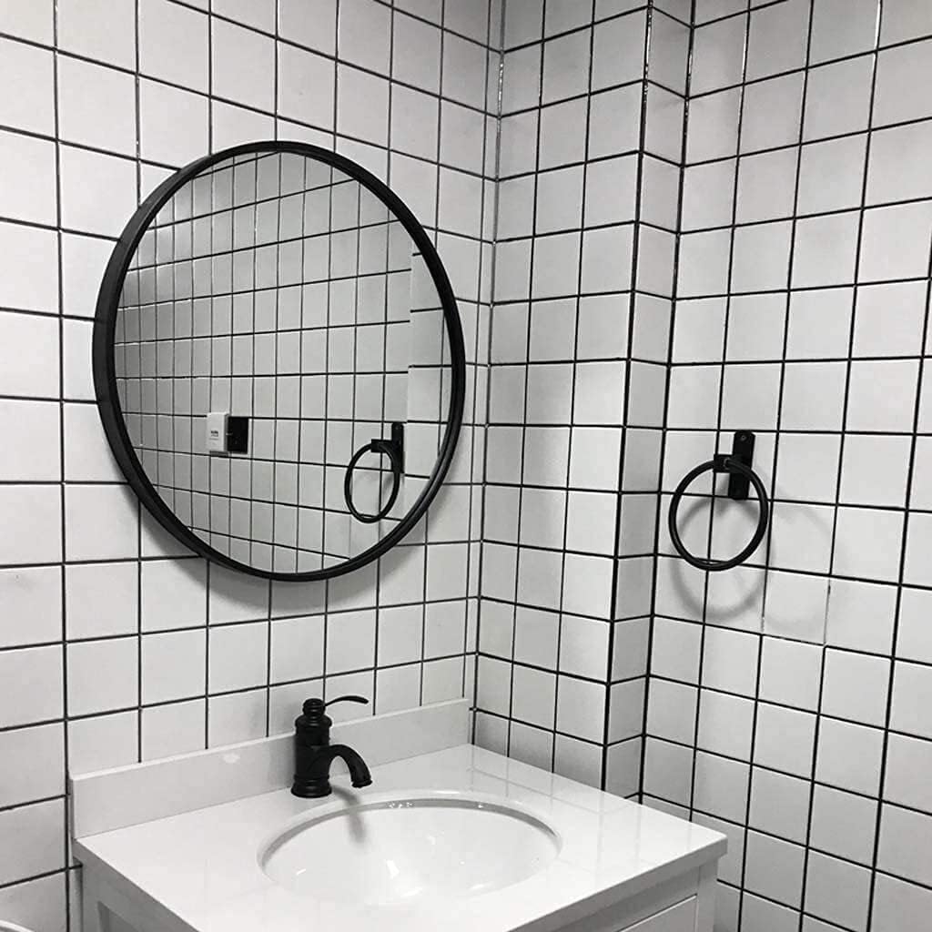 mirror Hanging wall mirror with metal frame - Modern bedroom shaving mirror for family bathroom black wall mirror Wall mirror (Size : 50x50cm) (50x50cm) image 2