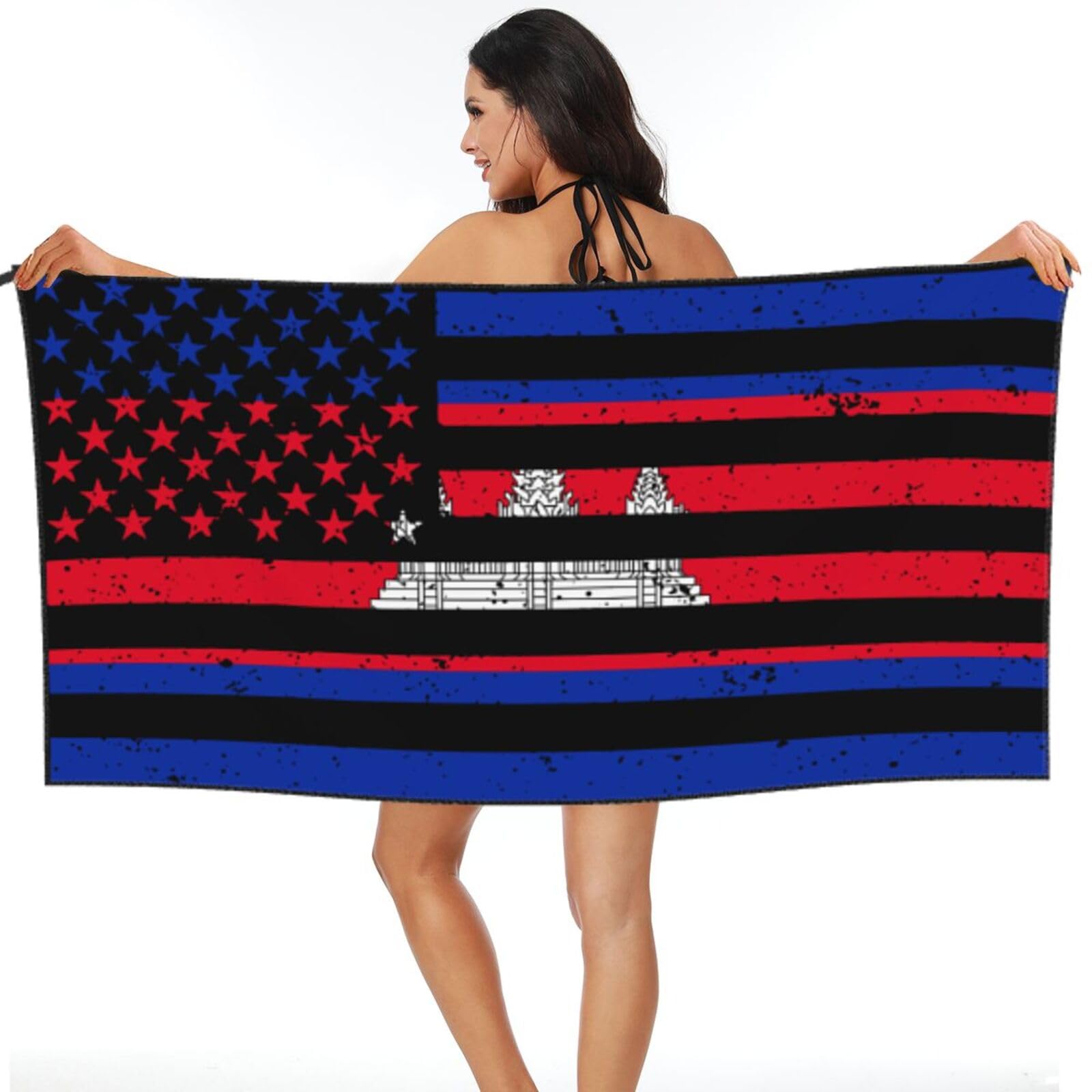Serviette de piscine Cambodge portable et anti-sable format 80x130cm