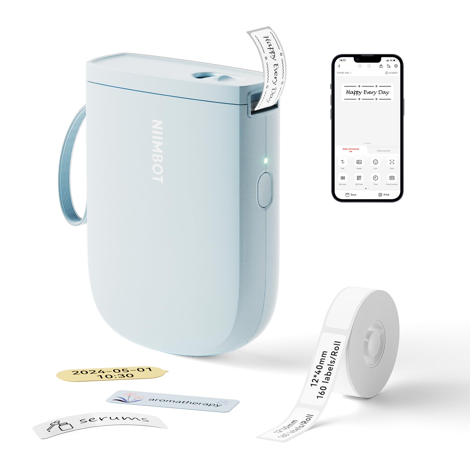 NIIMBOT D11 New Version Label Maker Machine with Tape,300DPI Bluetooth Label Printer, Portable Thermal Printer,Sticker Maker for Organizing Home