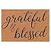 Welcome Doormat Natural Coco Coir Door Mat Grateful & Blessed Thanksgiving Fall (30