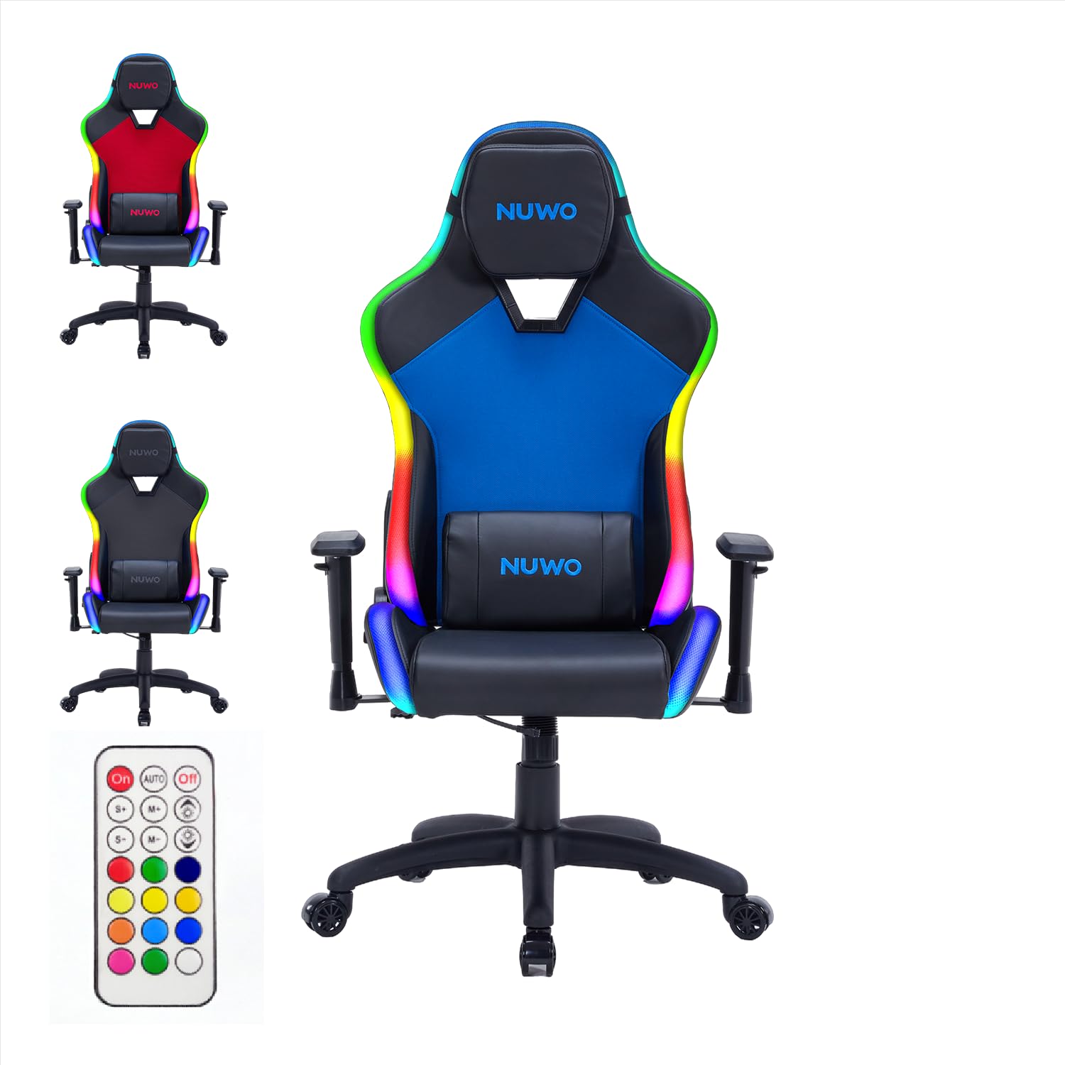 Nuwo Sedia Gaming LED RGB Ergonomica in Tessuto Traspirante | Reclinabile 180° | Struttura in Acciaio 150Kg | Braccioli 2D | Supporto Lombare e Cervicale | Sedia PC Gaming e Ufficio