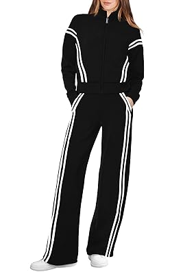 XIEERDUO Lounge Sets for Women 2025 Sweatsuit 2 Piece Outfits Sweatshirt Wide Leg Sweatpant Tracksuit Matching Set