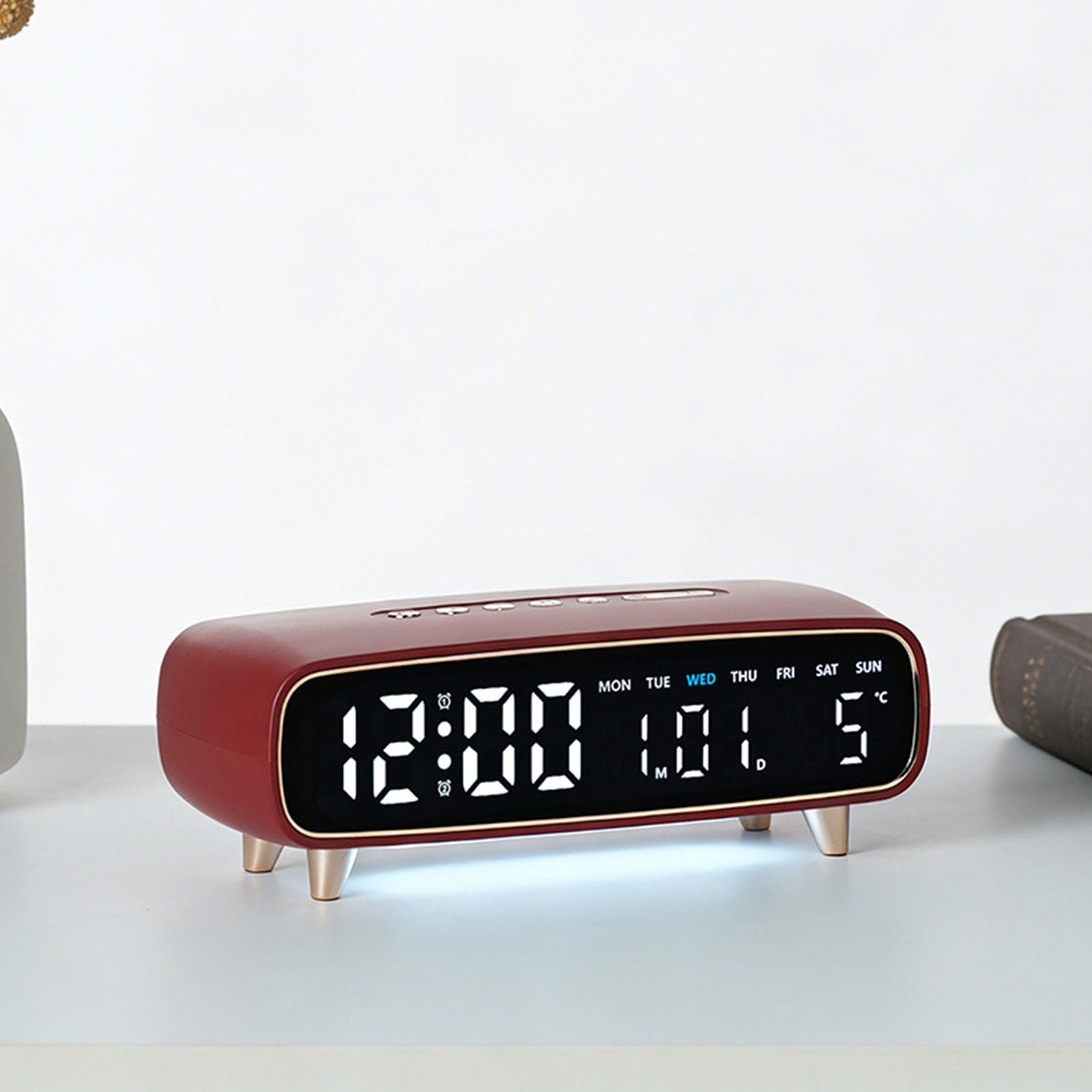 Moderno orologio a LED con ampio display con luce notturna calendario temperatura per camera da letto moderno orologio a LED con ampio display calendario luce notturna