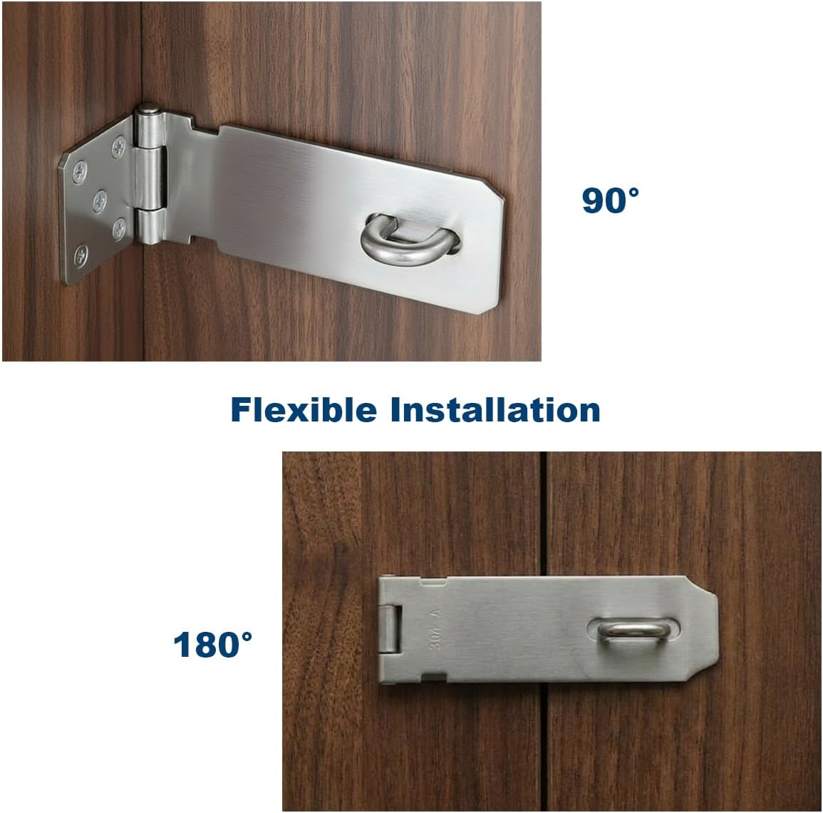 1 Set 5 Inch Padlock Hasp Latch with 1.5" Long Shackle Lock, Stainless Steel Door Lock Latch for Shed, Gate, Cabinet and Closet, Heavy Duty Hasp Lock Latch with Key & Screws