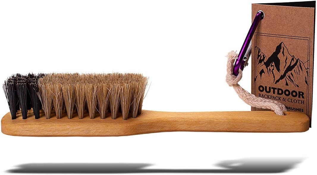 Outdoor Cleaning Brush – Dual Boar & Horsehair Bristles – Removes Mud, Dirt & Pet Hair from Boots, Backpacks, Fabric Gear & Leather Shoes – Made in Germany