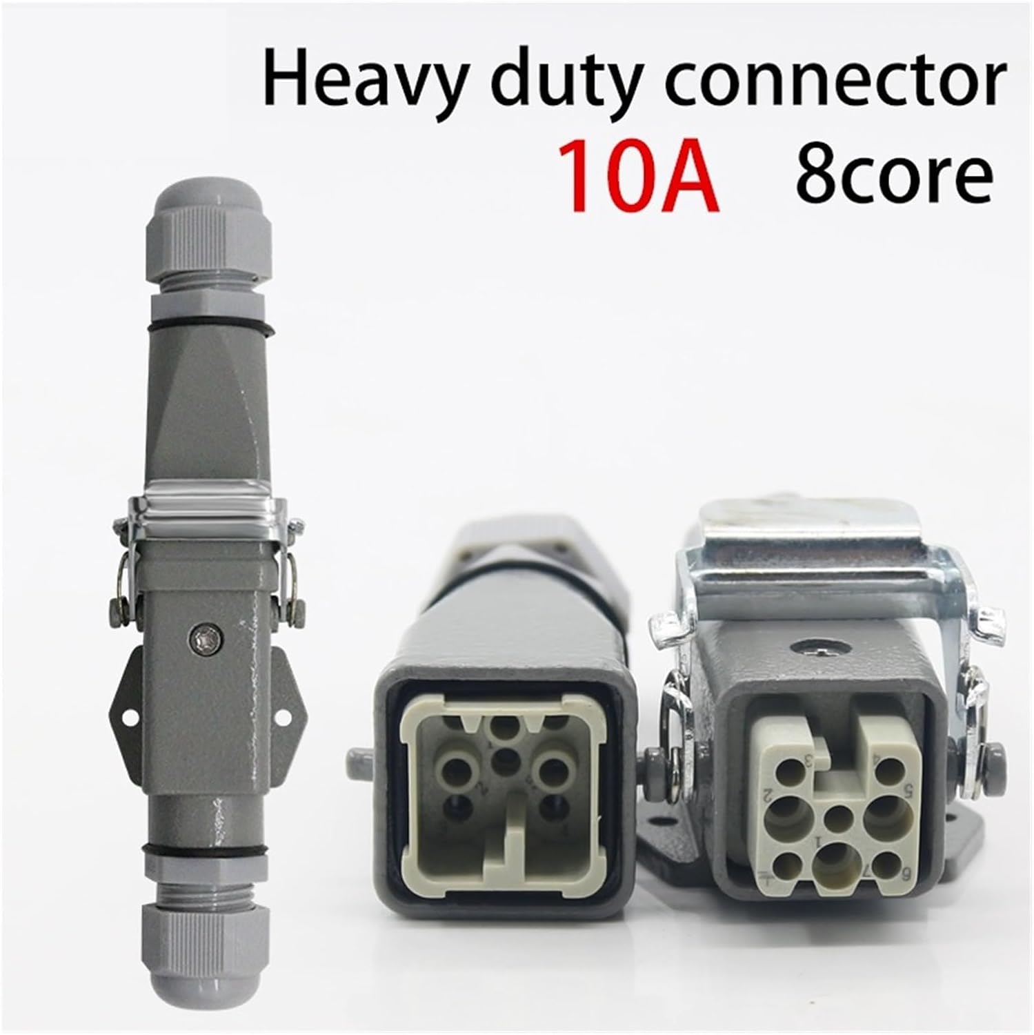 Heavy Duty Connector 8(7+1) 10A 500V HA-005-8 is a Horizontal Cold Press Butt hot Flow