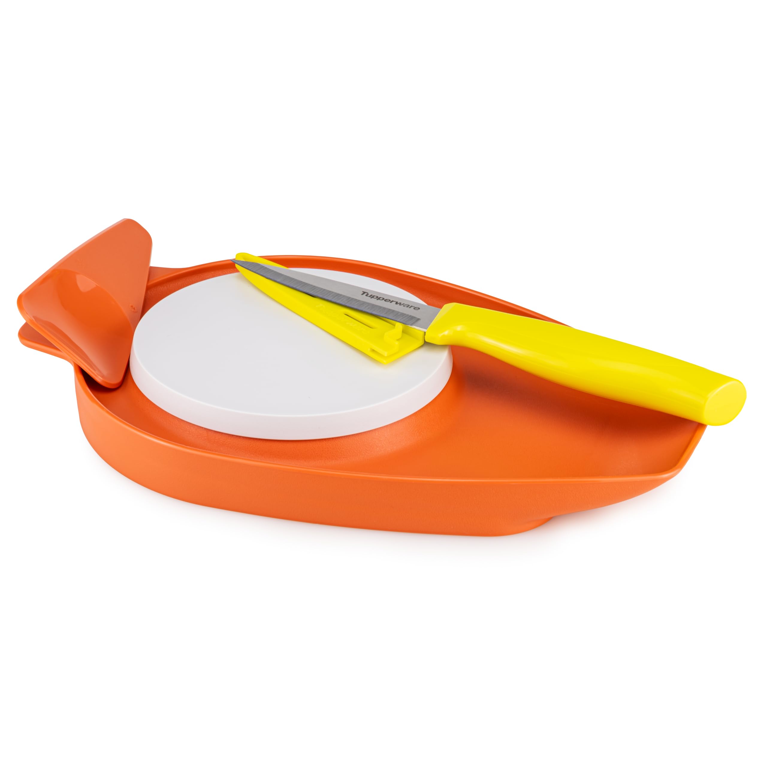 Tupperware Schneidebrett Mamsell mit Spachtel + Messer Gelb