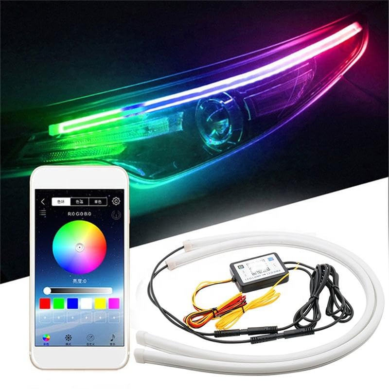 Image of CLOUDSALE 12V Colorful Daytime Running Light 60cm Remote APP Control Flexible Car Decorative DRL Turn Signal Light