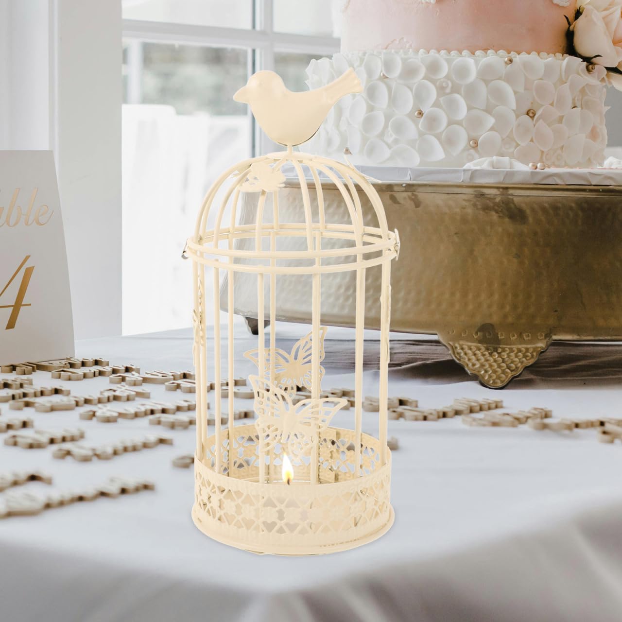 PRETYZOOM Cage Candle Holder Vintage Retro Tealight Candle Holder Large Tabletop Decor for Home Wedding Anniversary Candlelight Dinner 8.66 X 3.93 X 3.93 in 1 pc