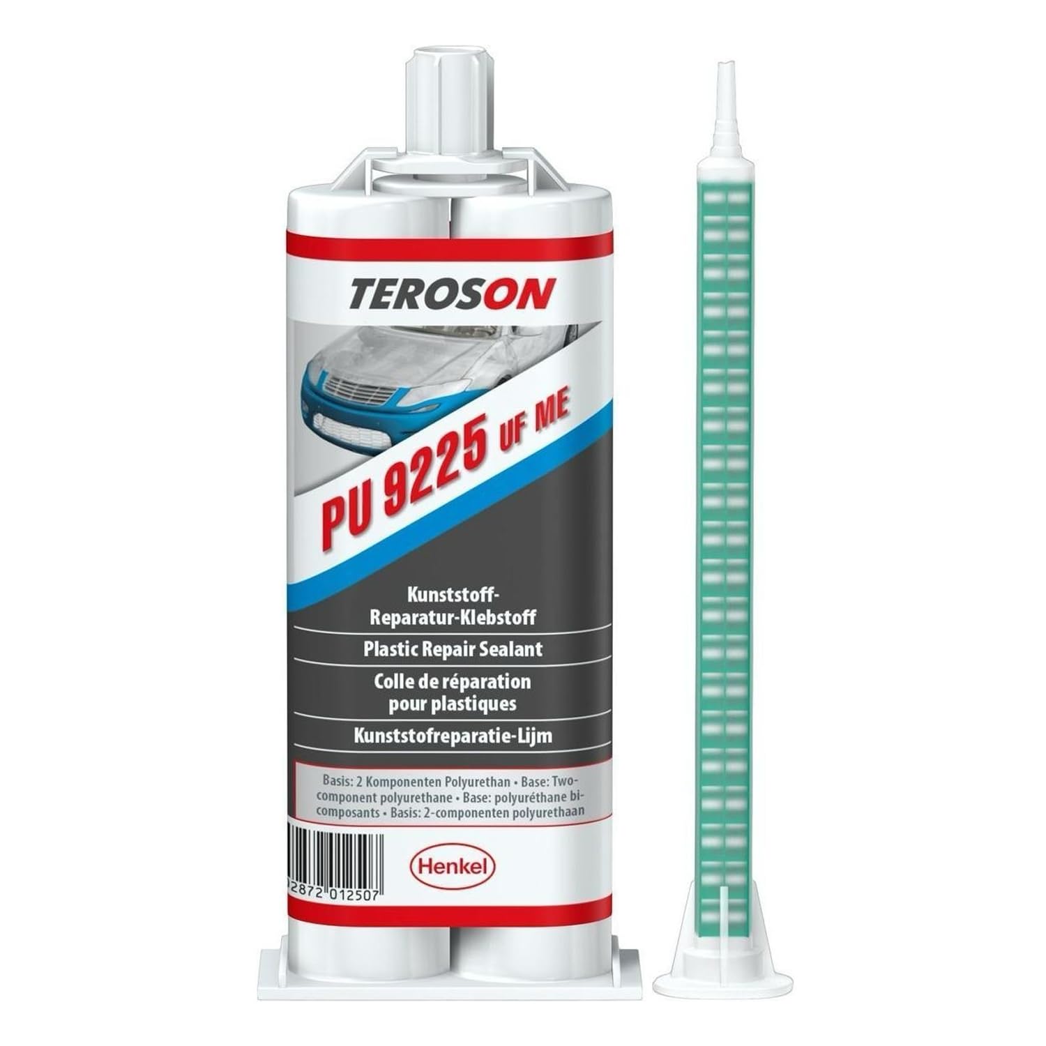 TEROSON PU 9225 UF ME (Ultra Fast Micro-émission) 50 ml colle bi composant polyuréthane, réparation plastique carrosserie voiture, prise rapide 1 min, colle pare choc et phare