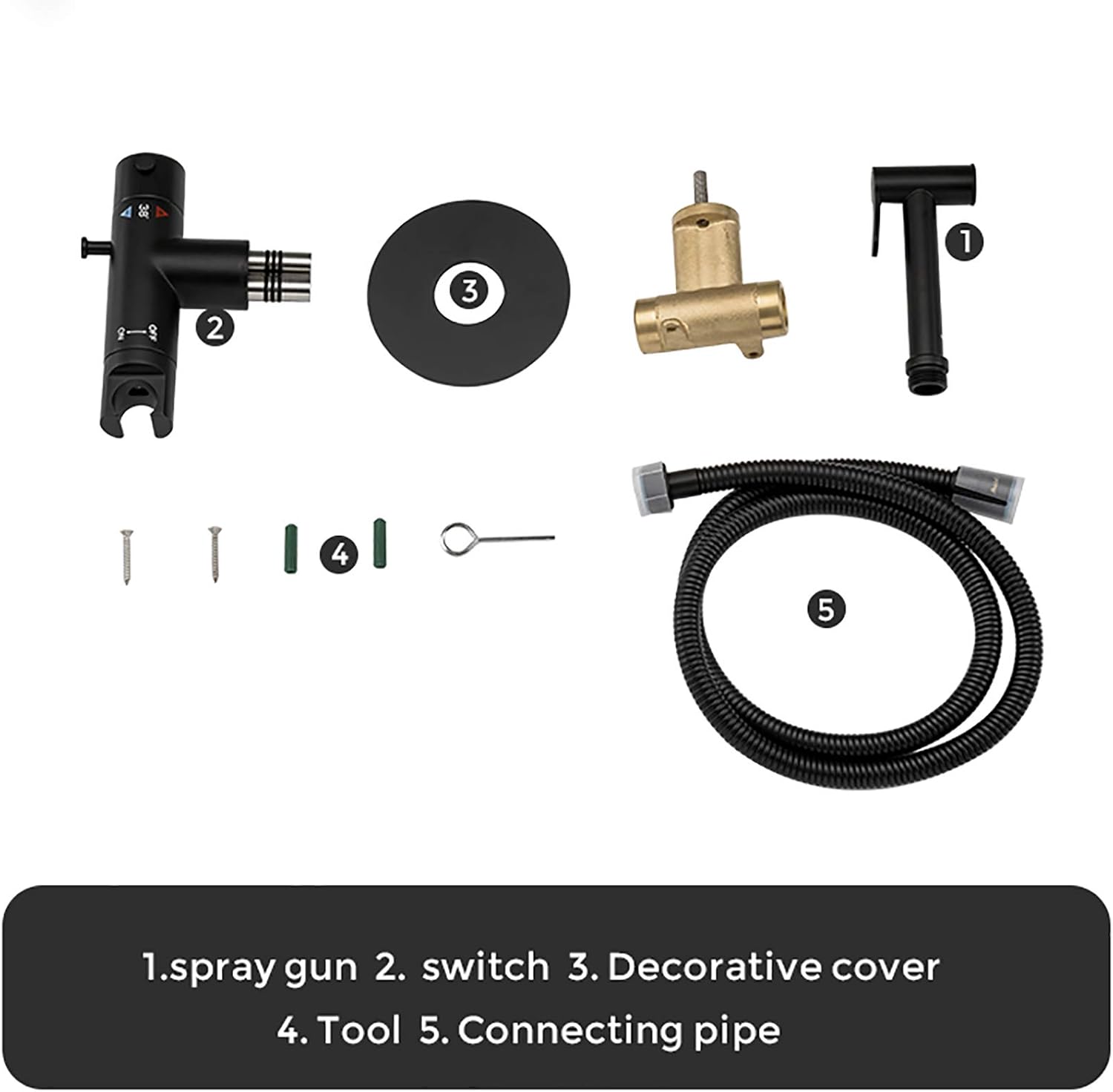 Thermostatic Handheld Bidet Sprayer for Toilet, Black Bathroom Cloth Diaper Sprayer Set Brass Bidet Sprayer Kit with Stainless Steel Shower Hose for Personal Hygiene