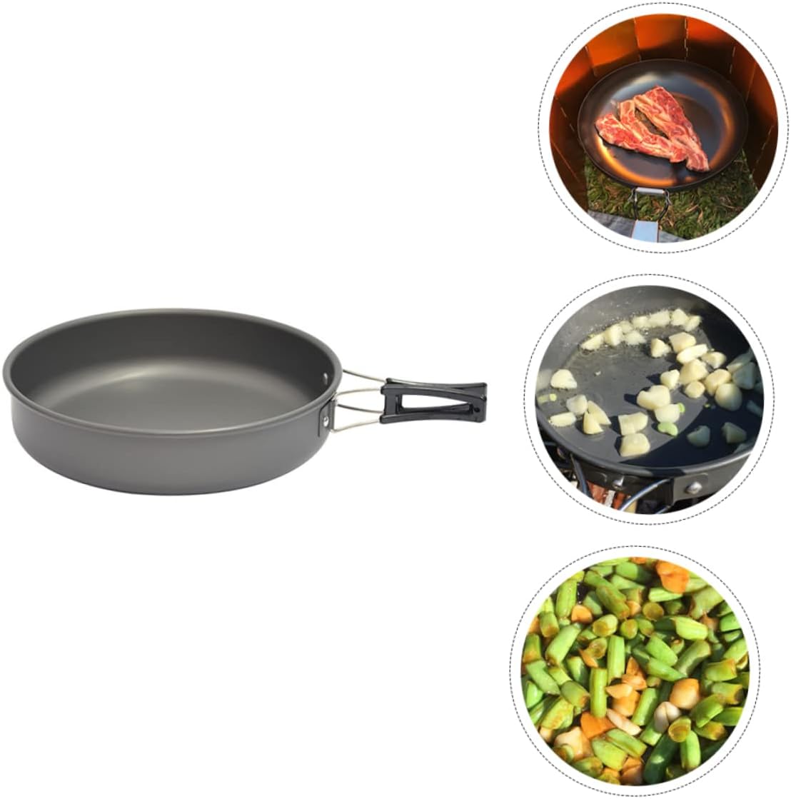 balacoo Frying Pan for Camping Portable Nonstick Skillet for Outdoor Cooking Lightweight Flat Bottom Pan for Hiking Picnics and Outdoor Activities