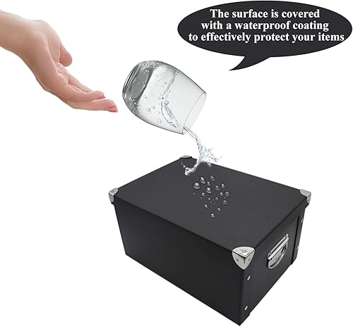 Miniatura 4 de GUOZI Caja de almacenamiento plegable, caja de memoria decorativa con tapa y esquinas reforzadas de metal, caja de regalo organizadora para