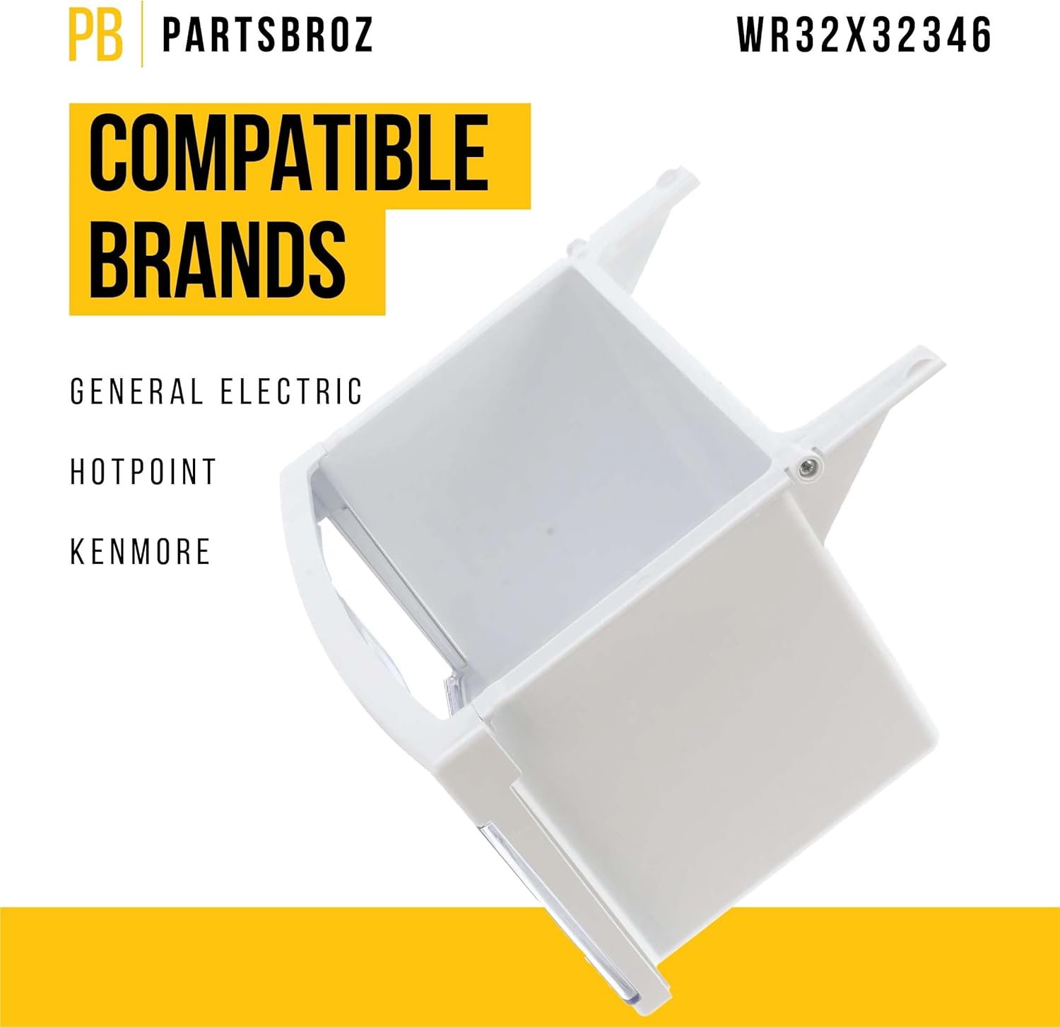 PartsBroz WR32X32346 Crisper Drawer - Compatible With General Electric Hotpoint Refrigerator - Replaces AP6981947 PS12744065 WR32X26214 WR32X10654 WR32X10860 4958312