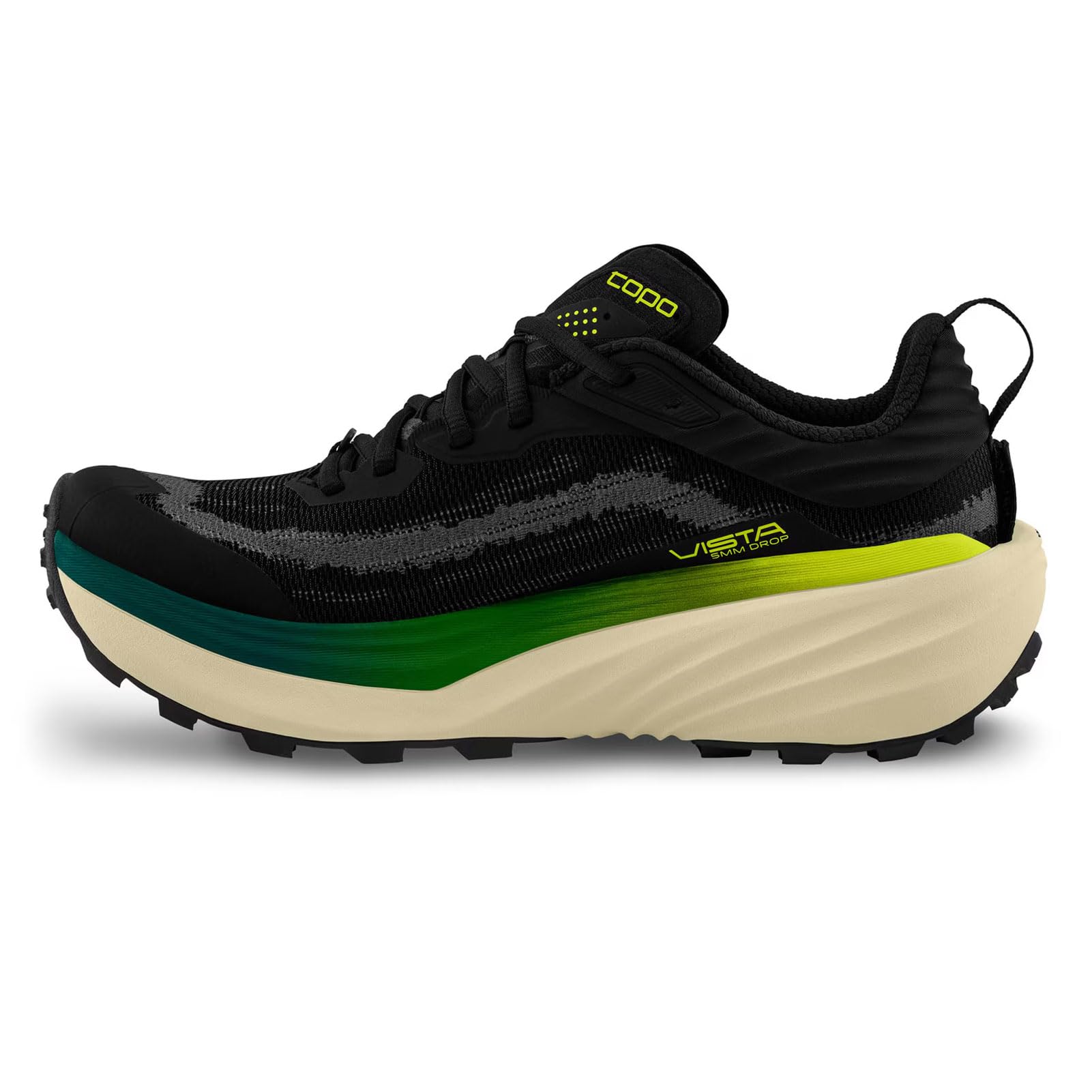 Topo Athletic Vista Scarpe da Corsa Scarpa da Trail Uomini Nero - Black/Lime 42