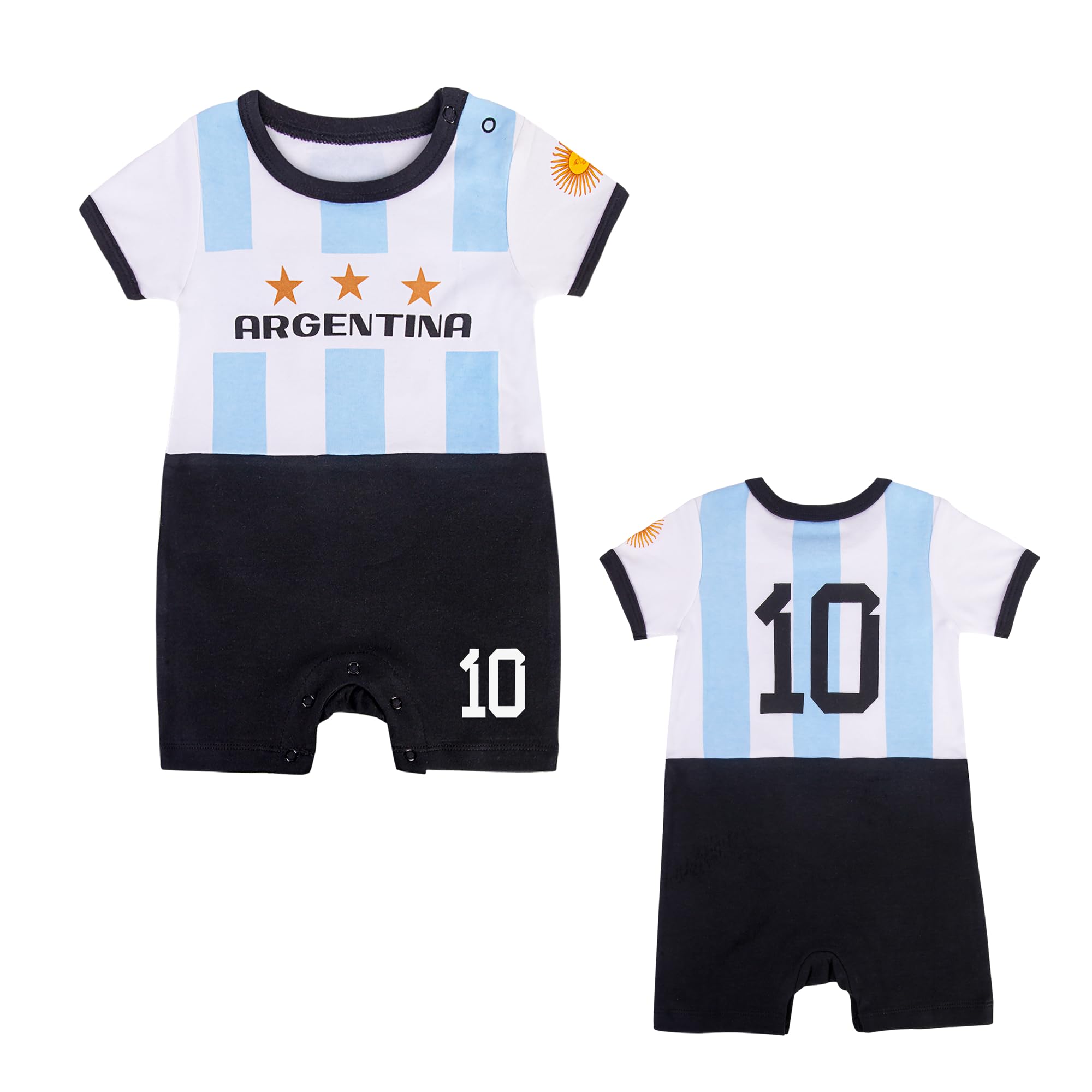BDONDONBaby Soccer Bodysuit - Short Sleeve Romper Outfit for Newborn & Toddler 0-24 Months