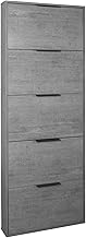 Composad | ESPRESSO Slim Shoe Rack with 5 Shelves, Space-Saving Shoe Rack, for Entrance, Closet, Shoe Rack, (WxHxD) 65 x 173.5 x 15 cm, Concrete Grey, Made in Italy