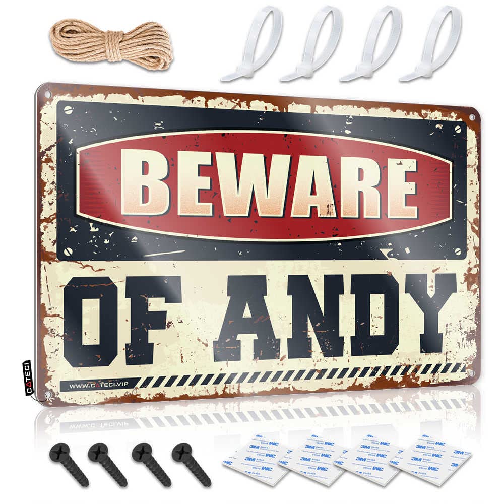 WYBM Man Cave Wall Decor Beware Of Andy Sign Man Cave Sign Decor Funny Sarcastic Signs(20X30CM)