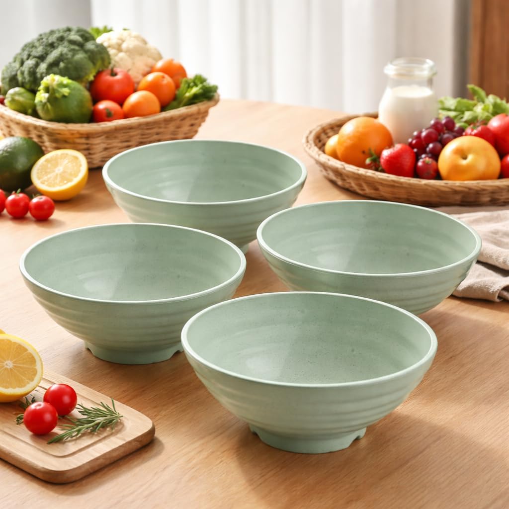 Wheat Straw Salad Bowls Set (900ml) – Large Microwave Safe, Unbreakable & Stackable Bowls for Salad, Soup, Ramen – BPA-Free, Eco-Friendly, Lightweight Serving Bowls for Kitchen (6, Green) — Amazon image 17