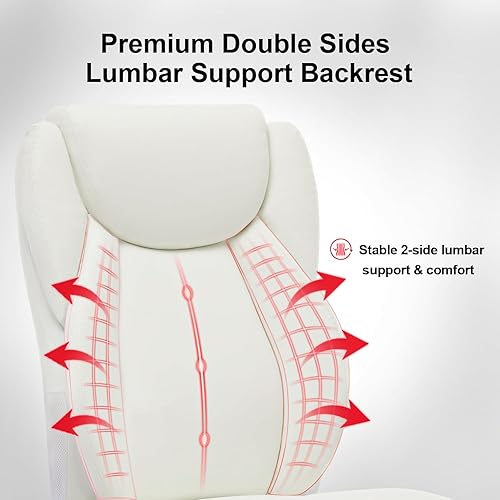 Miniatura 5 de Silla de oficina, grande y alta, 400 libras con reposapiés, ergonómica con respaldo ajustable, silla de computadora reclinable con doble soporte