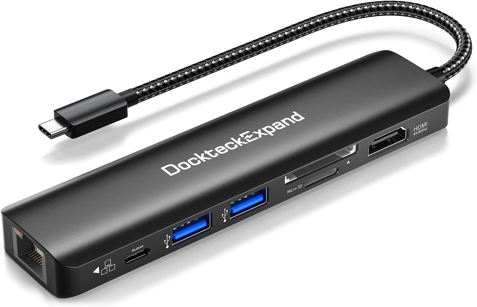 USB C Hub Multiport Adapter, DockteckExpand USB C Dongle 7 in 1 with 4K 60Hz HDMI Port, 1Gbps Ethernet, 100W PD, 2 USB 3.0 Ports, SD/TF Card Reader for MacBook iPad HP Dell XPS and More