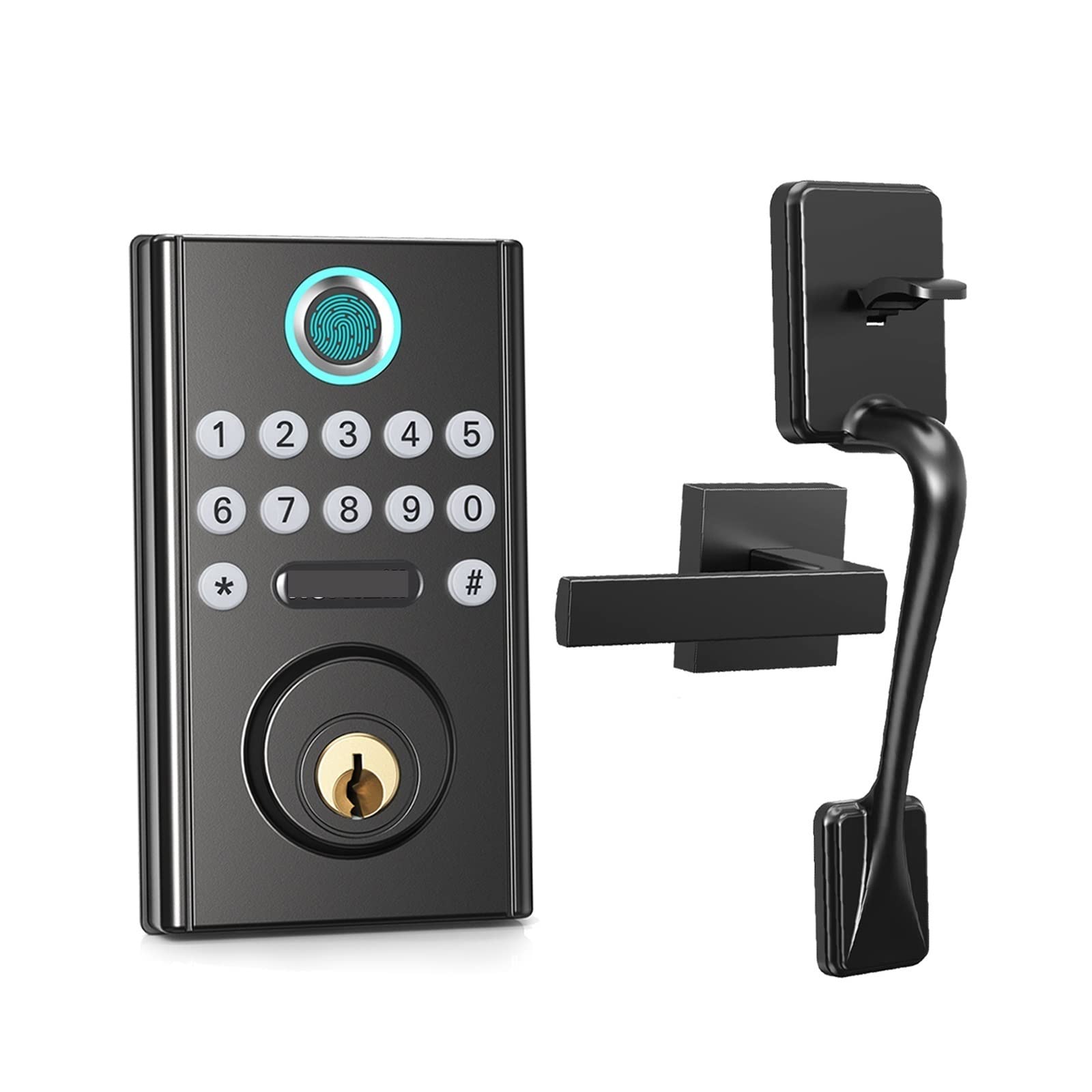 Smart Keyless Entry Door lock Pull Handle Set Knob Digital Fingerprint Locks For Security Home Office Hotel Furniture(Noir)