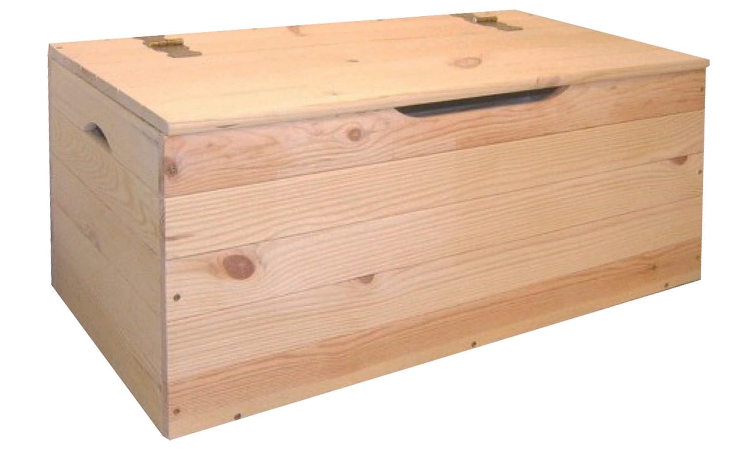 Cassapanca Baule in Legno Massello 100x40x50h cm con Coperchio - Contenitore Portaoggetti in Abete, Antipolvere, da Interno e da Esterno - Per Giardino con Maniglie