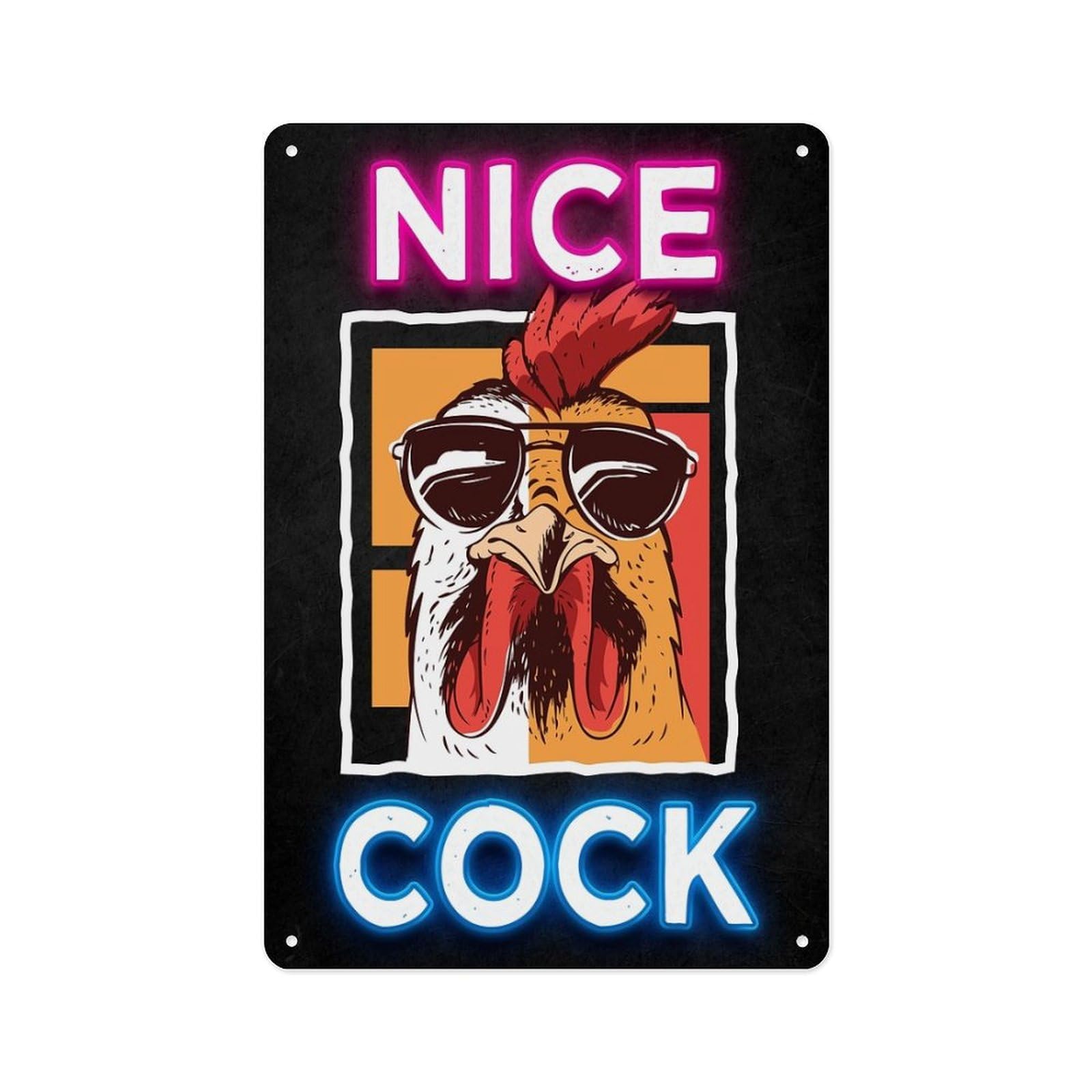 peiyeety Metal Tin Sign 8 X 12 Inch - Nice Cock Meme Funny Poster - Metal Plaque, For Events, Restaurants, Hotels Wall Decor