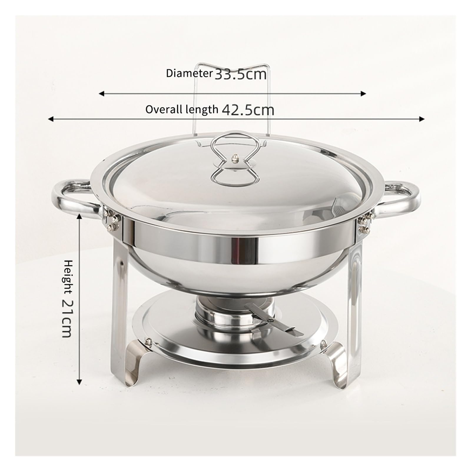 Set di Riscaldavivande per Buffet Chafing dish rotondo in acciaio inox, set scaldavivande for buffet, catering, con teglia for cibo e for acqua, coperchio, supporto solido contenitore for combustibile