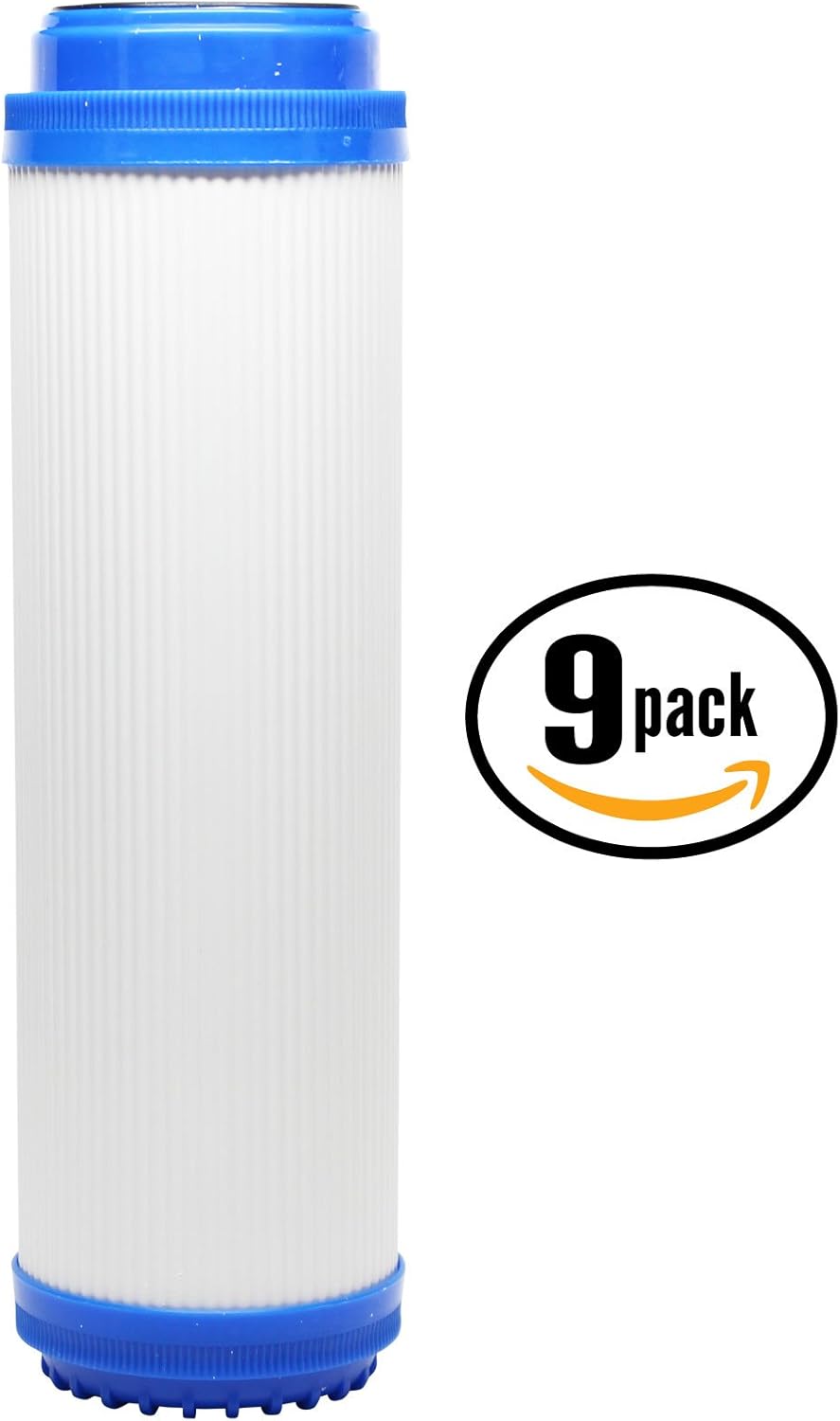 9-Pack Replacement for Aqua Pure AP101T Granular Activated Carbon Filter - Universal 10-inch Cartridge Compatible with Aqua Pure AP101T Whole House Water Filter - Denali Pure Brand