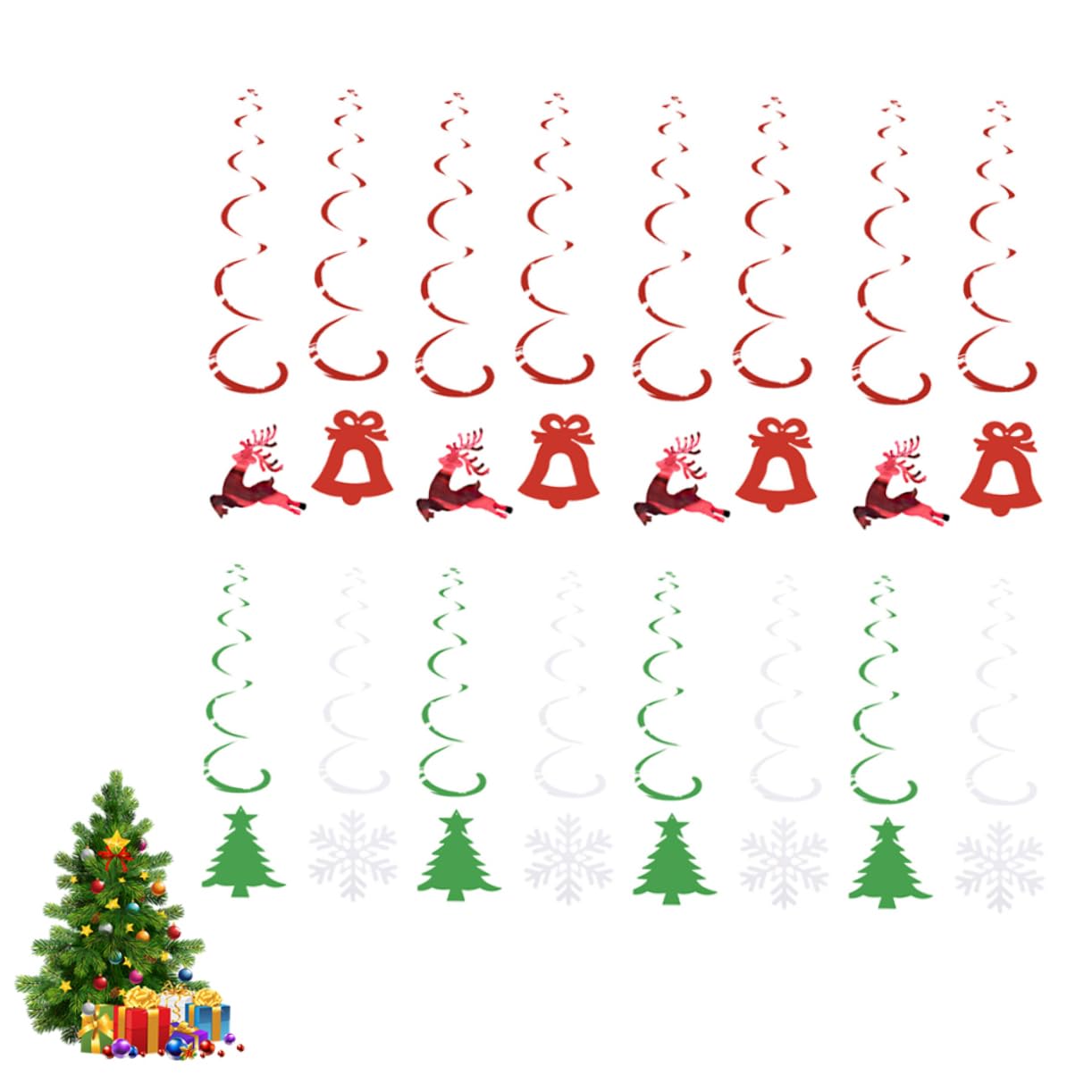 MAGICLULU Lot de 3 Décorations de Noël Dintérieur à Suspendre Plafond Cloches Flocons de Neige Cerfs 48 ​​pièces X 3