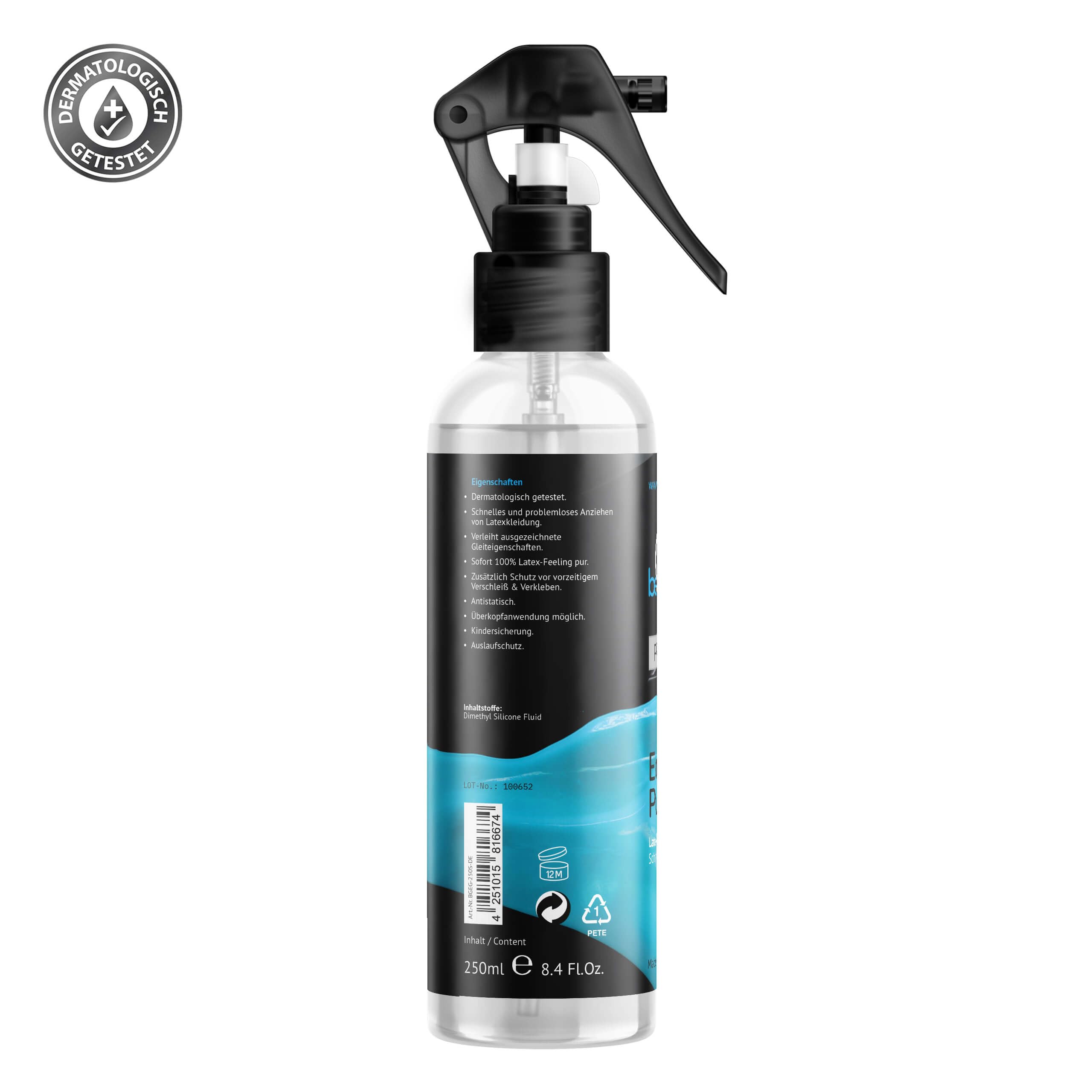 Latex Pflege PREMIUM SET - Latexpolitur Perfect SHINE SPRAY - Special WASH LATEX Waschmittel - WIPE Latexpoliertuch Small - Latexanziehhilfe EASY GLIDE SPRAY + UV & STORAGE PROTECTION Spray