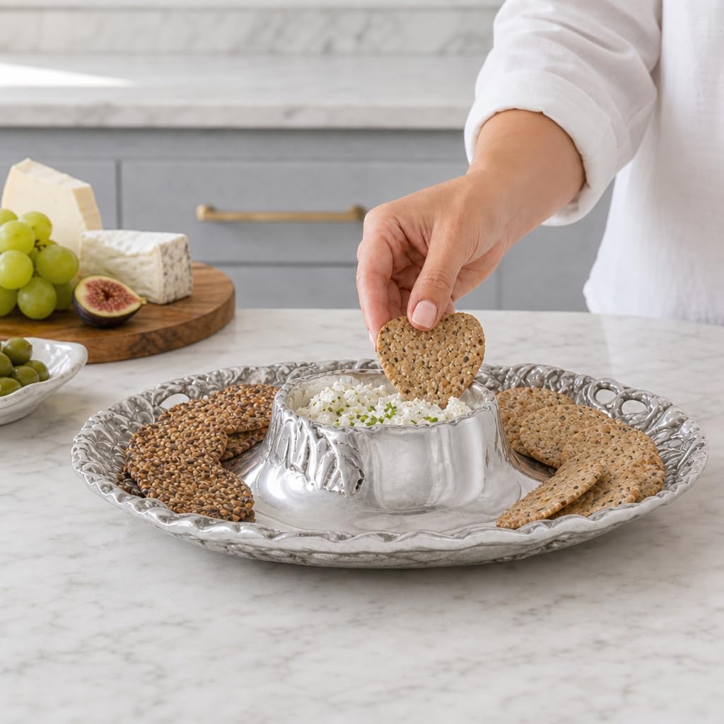 Arthur Court Grape Chip and Dip Platter - Premium Aluminum Serveware for Entertaining - 14 Inch Diameter image 5