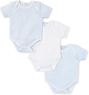 kissy kissy Baby Boys and Girls 100% Pima Cotton 3-Pack Short Sleeve Bodysuit Set in Giftable Tulle Bag, Newborn to 9 Months